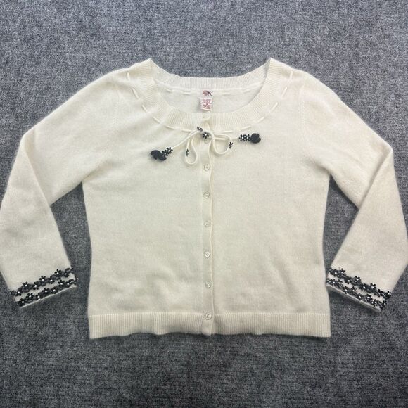 Vintage 90s Urban Outfitter Mohair Sweater Women Medium Cream Cardigan Coquette - Picture 1 of 14